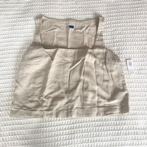 Old Navy sleeveless linen crop top natural linen size medium NWOT